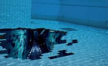 rivestimenti in pvc con grafiche 3D sul fondo della piscina