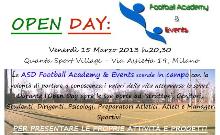 open day football academy and events