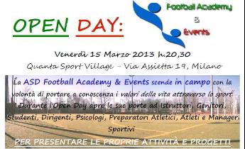 open day football academy and events