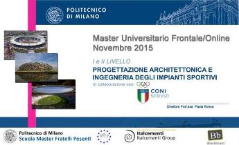 locandina, master, politecnico, milano, progettazione, impianti sportivi,