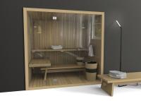 ROPE –  sauna finlandese con frontale a tutto vetro, design MeneghelloPaolelli per Glass